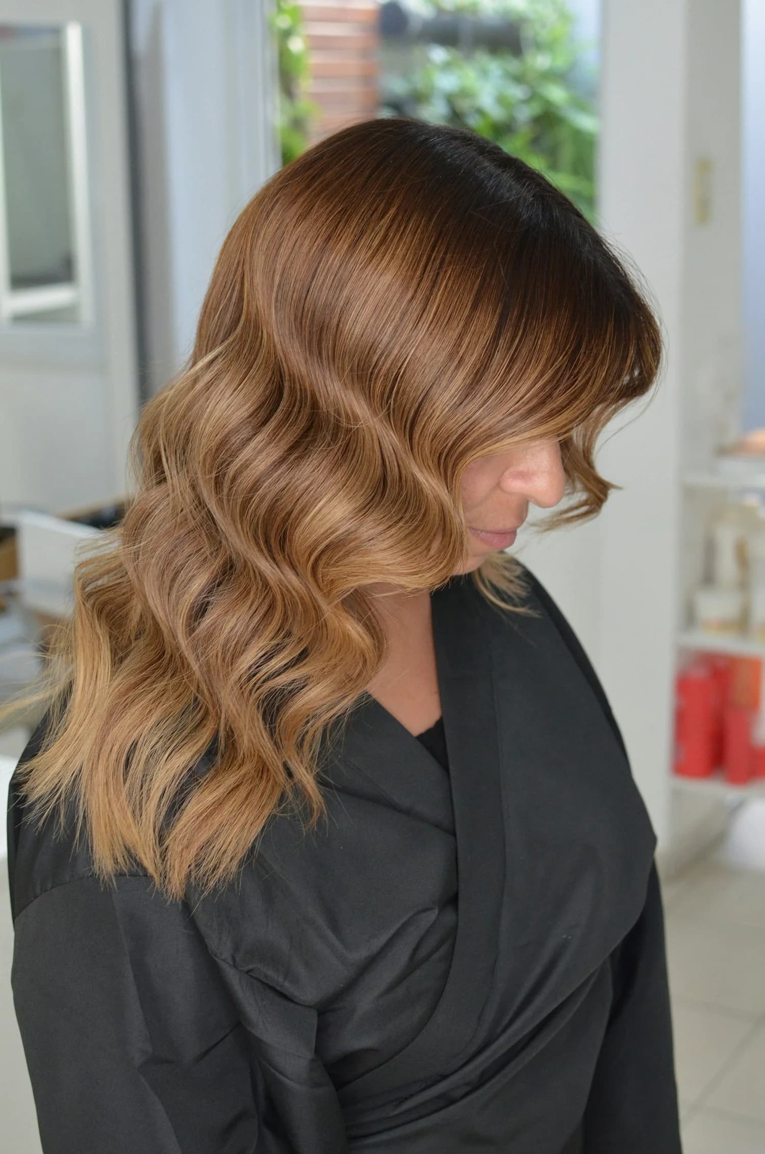 Wavy brown hair styling