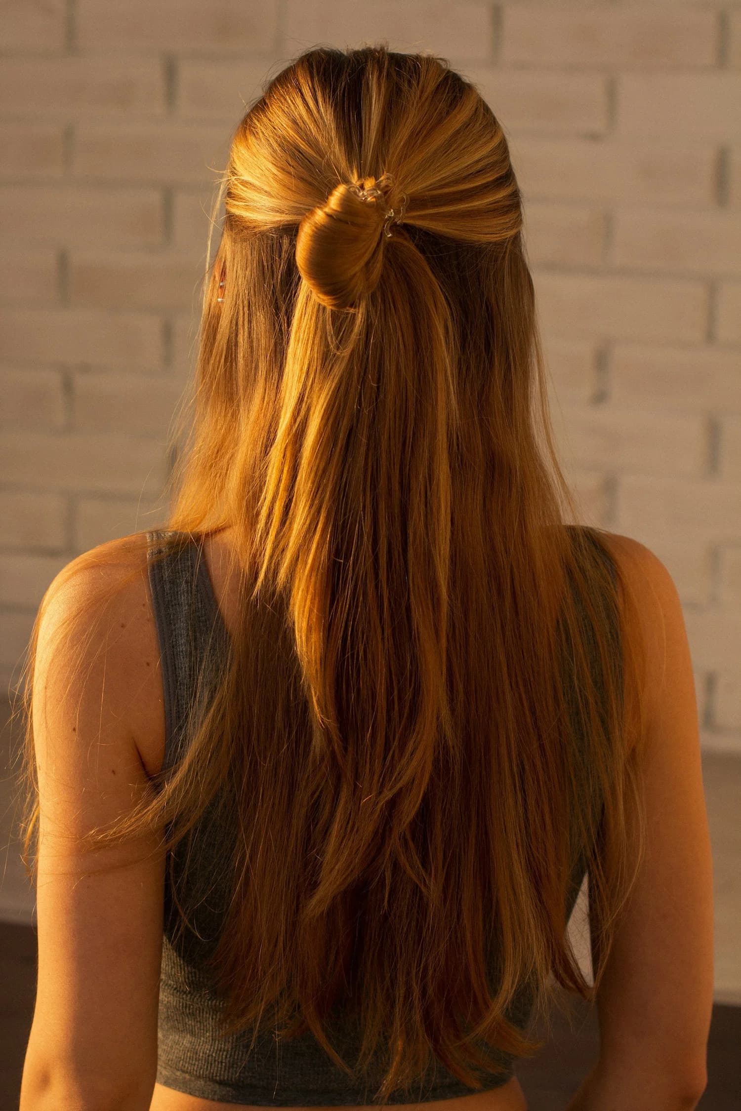 Golden hair pony styling